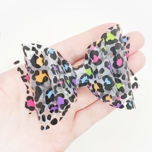 Water-proof Rainbow Leopard Cheetah Hair Bow